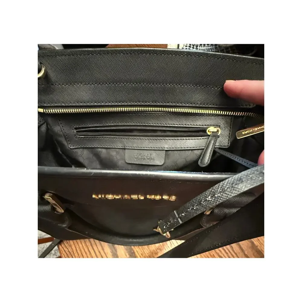 Authentic Michael Kors Black Saffiano Leather Selma Satchel Bag
